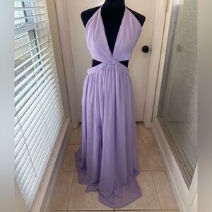 Chic Lavender Backless Halter Dress